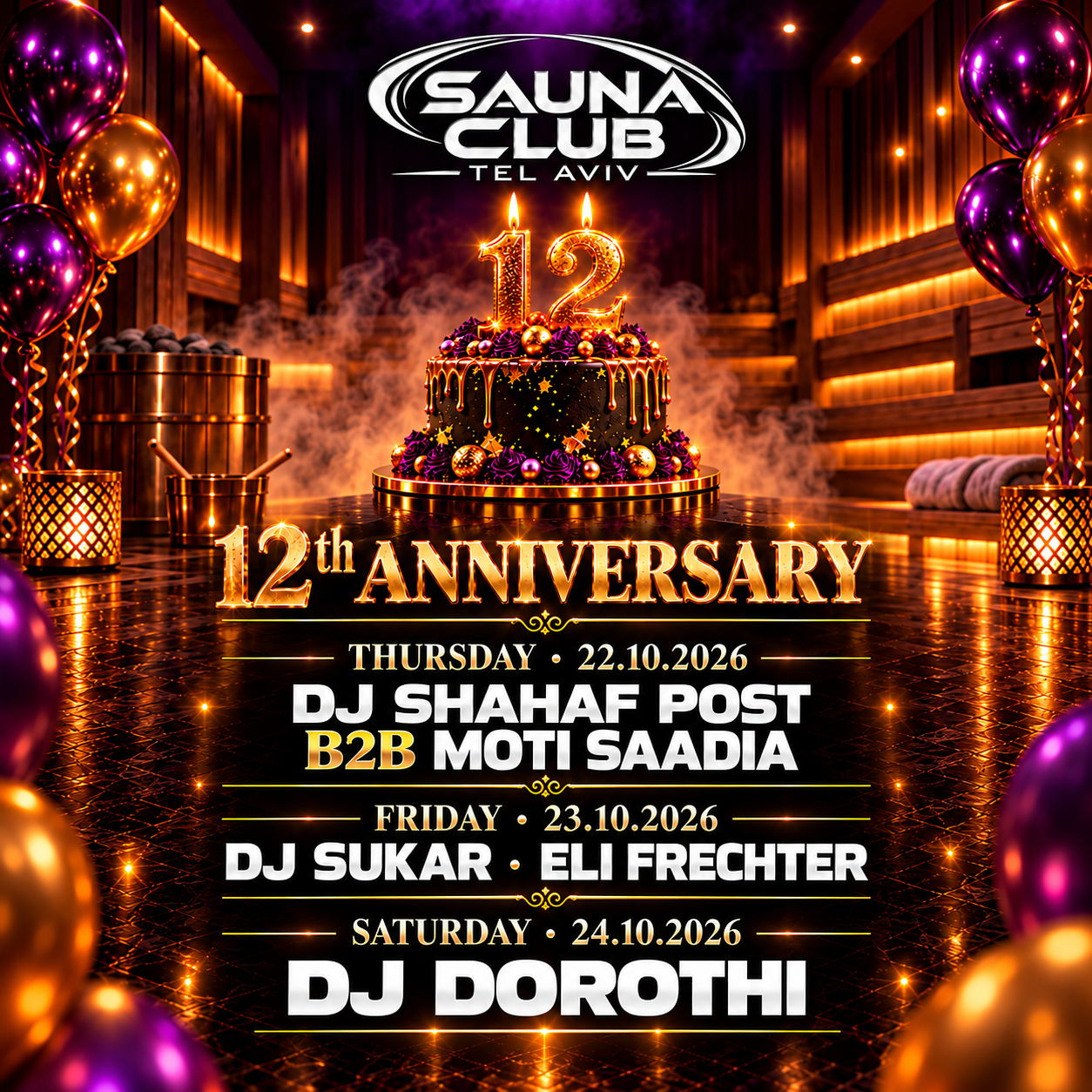 12 ANNIVERSARY B DAY Sauna Club Tel Aviv
